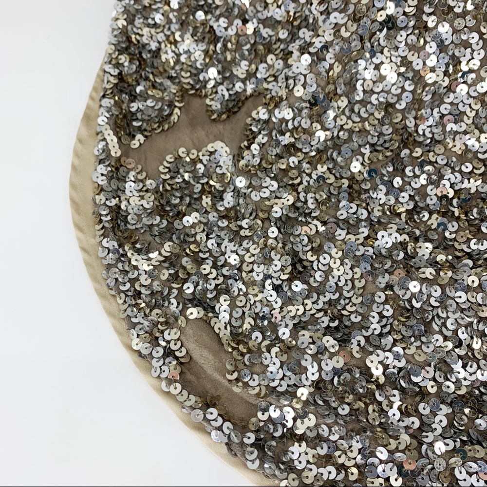 Scala Silver Metallic Sequin Strapless Gown Tail 6 - image 7